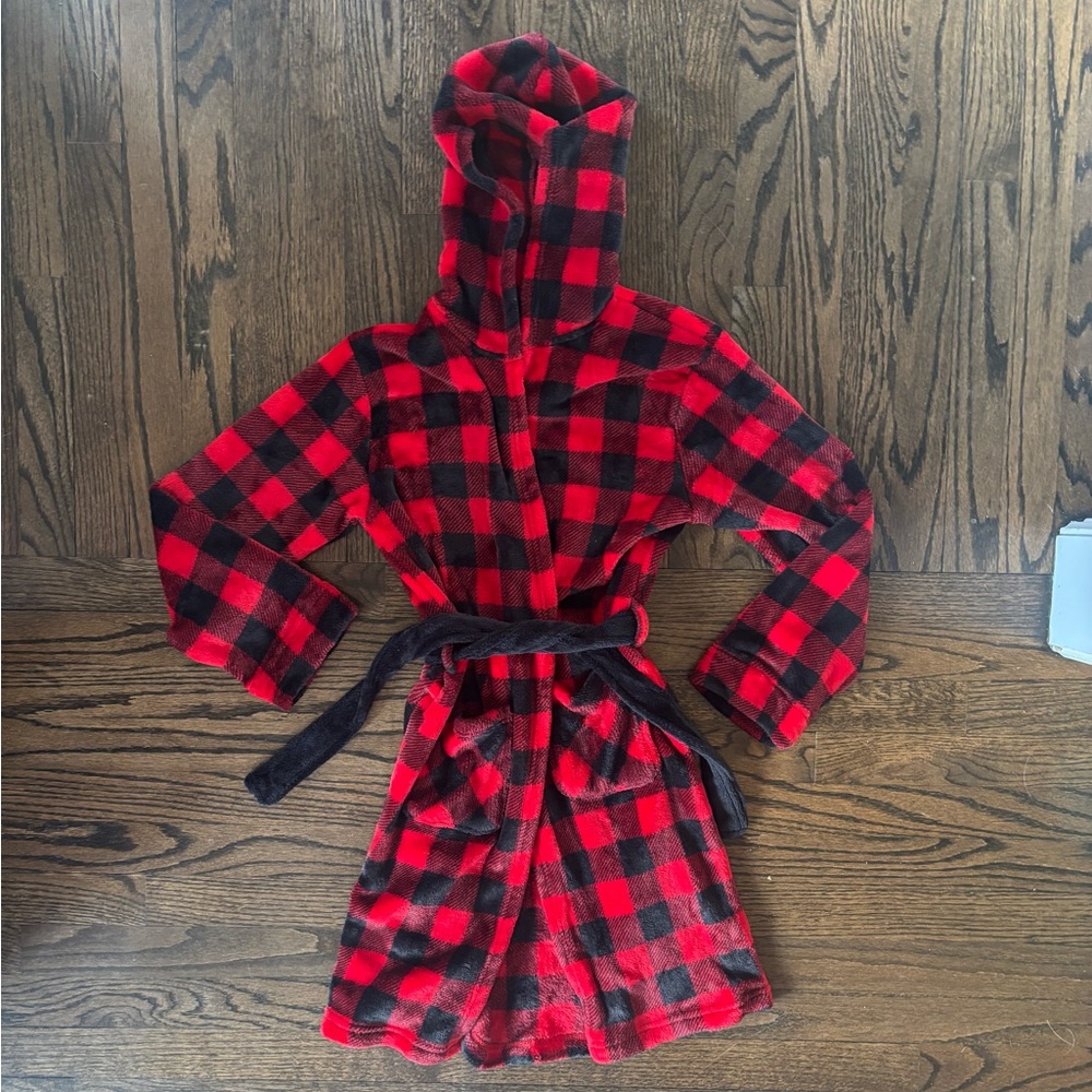 Cuddl Duds Kids Checkered Pajama Robe - Red and Black - Picture 6 of 6